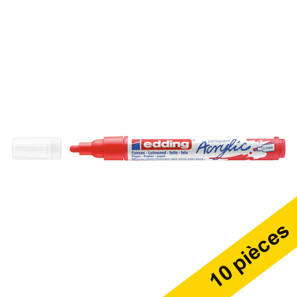 Offre : 10x Edding 5100 marqueur acrylique (2 - 3 mm ogive) - rouge trafic 240261 - 1