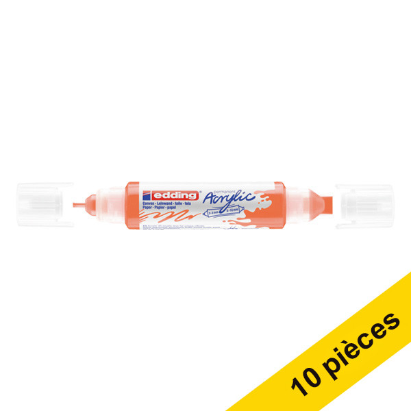 Offre : 10x Edding 5400 marqueur acrylique 3D double pointe (2 - 3 / 5 - 10 mm) - orange fluo 240303 - 1