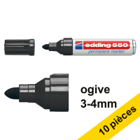 Offre : 10x Edding 550 marqueur permanent (3 - 4 mm ogive) - noir 239504