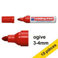 Offre : 10x Edding 550 marqueur permanent (3 - 4 mm ogive) - rouge 239505