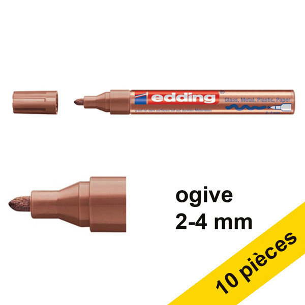 Offre : 10x Edding 750 marqueur peinture à encre brillante (2 - 4 mm ogive) - cuivre 239456 - 1