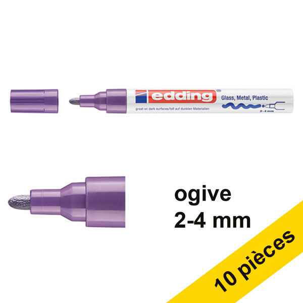 Offre : 10x Edding 750 marqueur peinture à encre brillante (2 - 4 mm ogive) - violet 239450 - 1