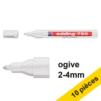 Offre : 10x Edding 750 marqueur peinture à encre laquée (2 - 4 mm ogive) - blanc 239453