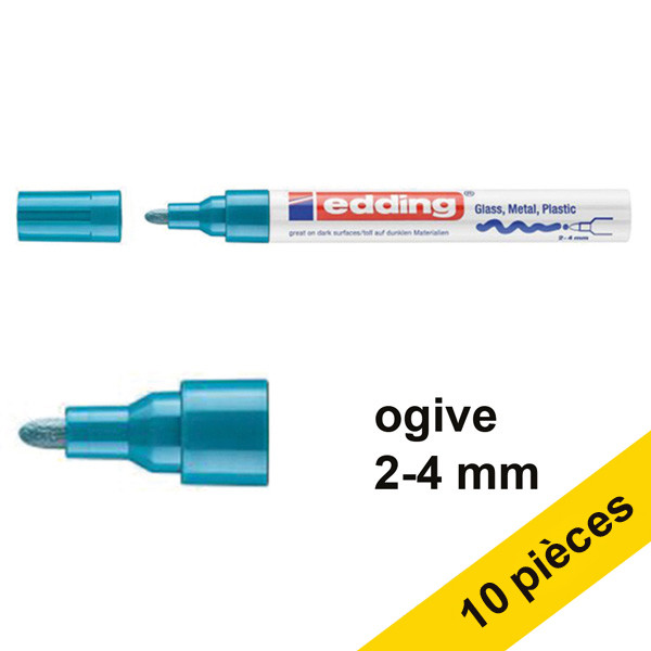 Offre : 10x Edding 750 marqueur peinture à encre laquée (2 - 4 mm ogive) - bleu clair 239452 - 1