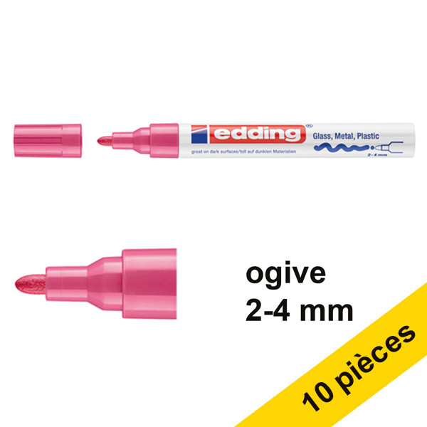 Offre : 10x Edding 750 marqueur peinture à encre laquée (2 - 4 mm ogive) - rose 239451 - 1
