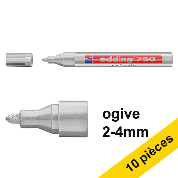 Offre : 10x Edding 750 marqueur peinture (2 - 4 mm ogive) - argent 239455 - 1