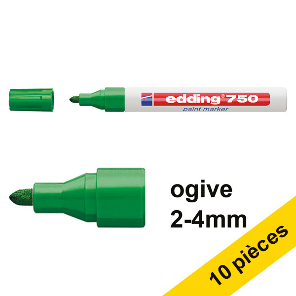 Offre : 10x Edding 750 marqueur peinture (2 - 4 mm ogive) - vert 239446 - 1