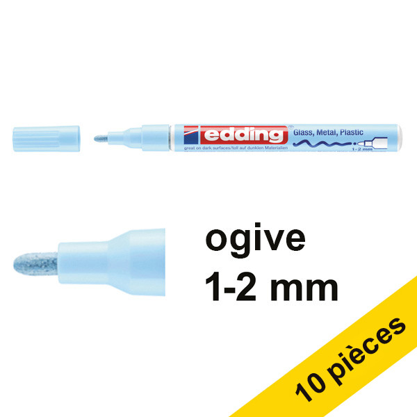 Offre : 10x Edding 751 marqueur peinture à encre laquée (1 - 2 mm ogive) - bleu pastel 239556 - 1