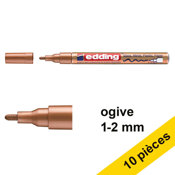 Offre : 10x Edding 751 marqueur peinture à encre laquée (1 - 2 mm ogive) - cuivre 239470 - 1