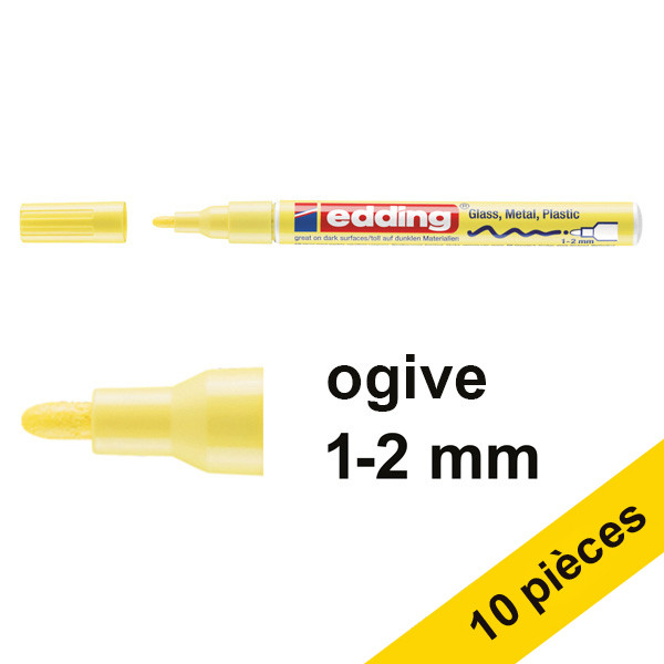Offre : 10x Edding 751 marqueur peinture à encre laquée (1 - 2 mm ogive) - jaune pastel 239553 - 1