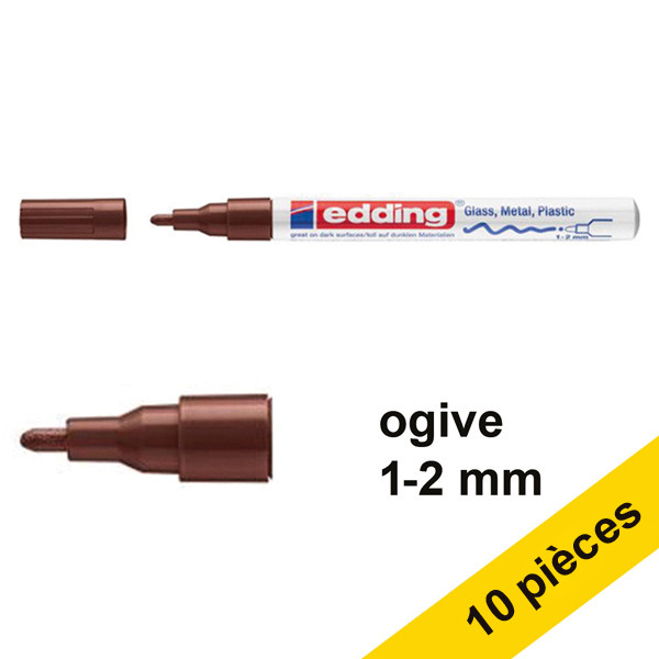 Offre : 10x Edding 751 marqueur peinture à encre laquée (1 - 2 mm ogive) - marron 239463 - 1