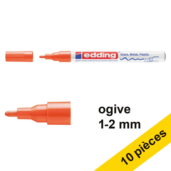 Offre : 10x Edding 751 marqueur peinture à encre laquée (1 - 2 mm ogive) - orange 239462 - 1