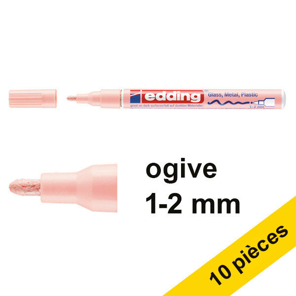 Offre : 10x Edding 751 marqueur peinture à encre laquée (1 - 2 mm ogive) - rose pastel 239555 - 1