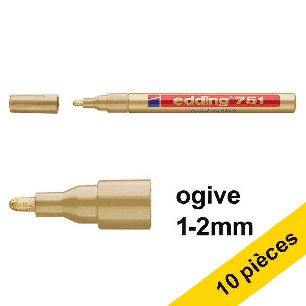 Offre : 10x  Edding 751 marqueur peinture (1 - 2 mm ogive) - or 239468 - 1