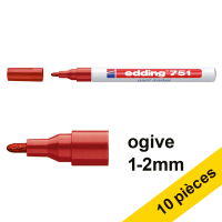 Offre : 10x Edding 751 marqueur peinture (1 - 2 mm ogive) - rouge 239458