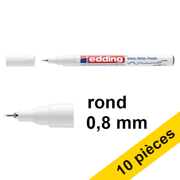 Offre : 10x Edding 780 marqueur peinture à encre brillante (0,8 mm ogive) - blanc 200990 - 1