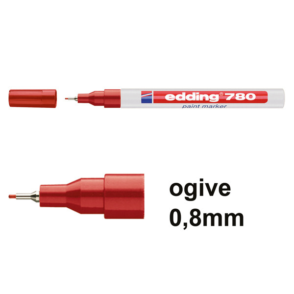 Offre : 10x Edding 780 marqueur peinture à encre brillante (0,8 mm ogive) - rouge 239472 - 1