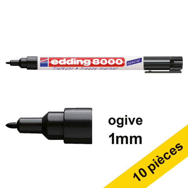 Offre : 10x Edding 8000 marqueur pour surgelés (1 mm ogive) - noir 239543 - 1