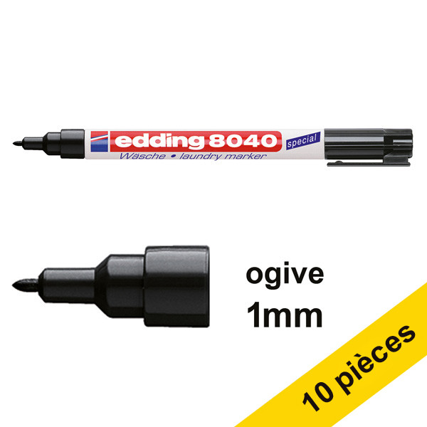 Offre : 10x Edding 8040 marqueur spécial tissu (1 mm ogive) - noir 239912 - 1