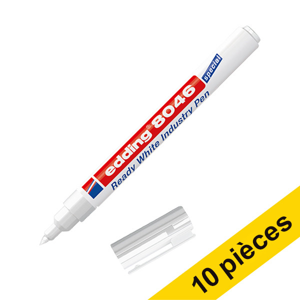 Offre : 10x Edding 8046 marqueur permanent industriel (ogive de 1 - 3 mm) - blanc 240600 - 1