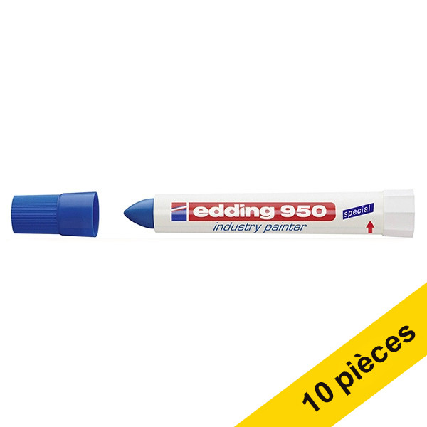 Offre : 10x Edding 950 marqueur spécial industrie (10 mm ogive) - bleu 239944 - 1