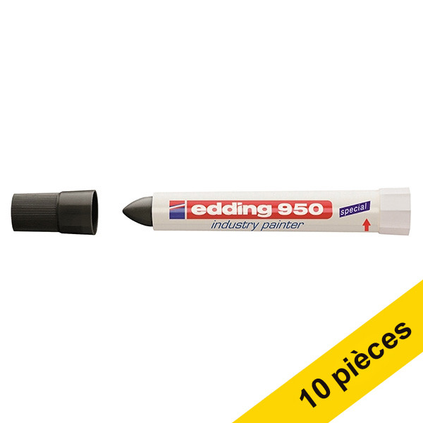 Offre : 10x Edding 950 marqueur spécial industrie (10 mm ogive) - noir 239948 - 1