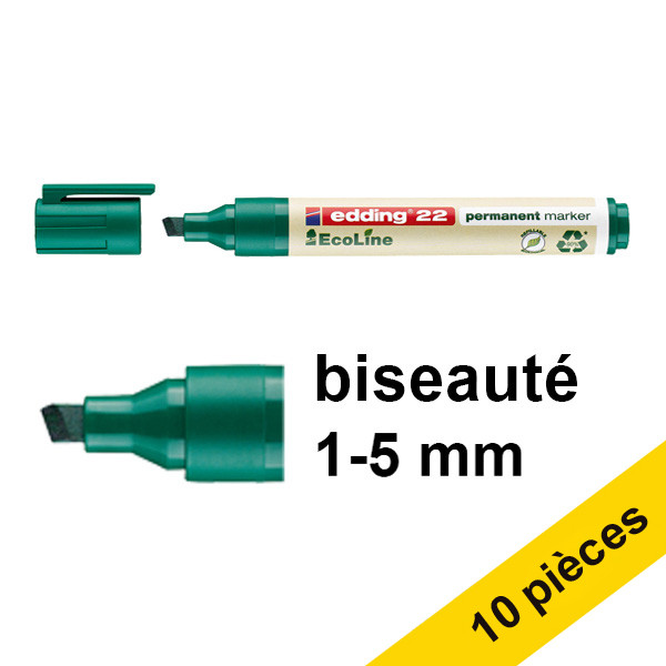 Offre : 10x Edding EcoLine 22 marqueur permanent (1 - 5 mm biseautée) - vert 240366 - 1