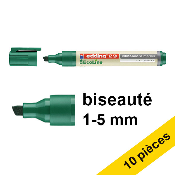 Offre : 10x Edding EcoLine 29 marqueur pour tableau blanc (1 - 5 mm biseautée) - vert 240374 - 1