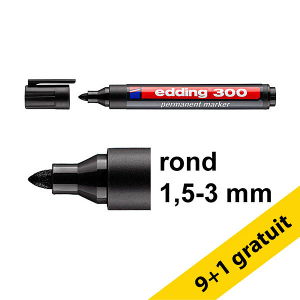 Offre : Edding 300 marqueur permanent (pointe ogive de 1,5 à 3 mm) - noir 248686 - 1