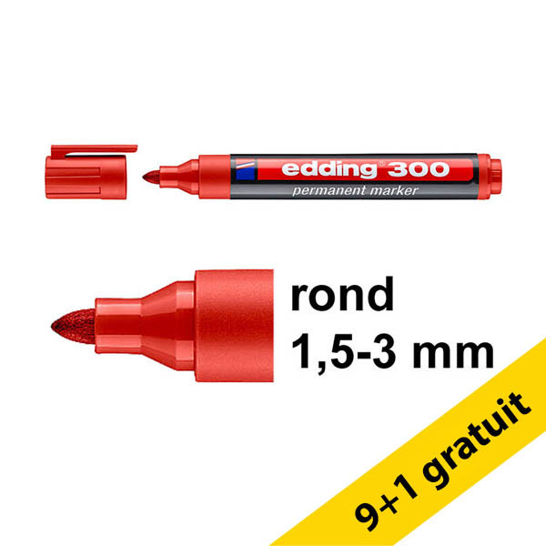 Offre : Edding 300 marqueur permanent (pointe ogive de 1,5 à 3 mm) - rouge 248688 - 1