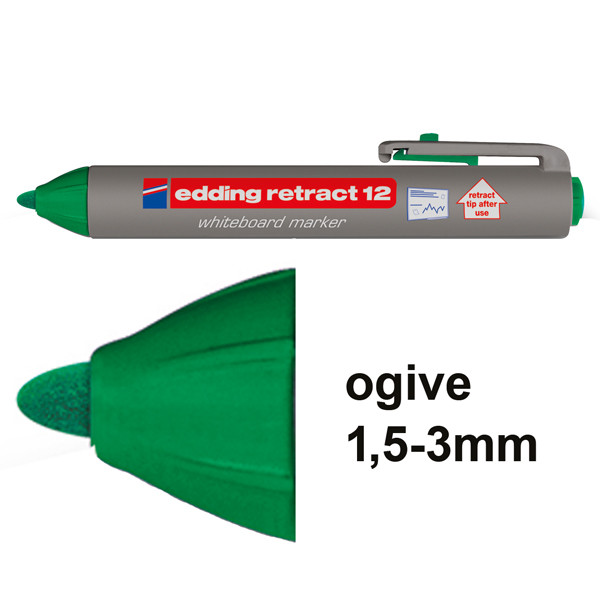 Edding Retract 12 marqueur pour tableaux blancs (1,5 - 3 mm ogive) - vert 200852 - 1
