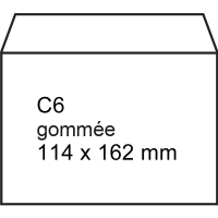 Enveloppe 114 x 162 mm - C6 patte autocollante (500 pièces) - blanc 209030