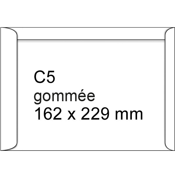 Enveloppe pochette 162 x 229 mm - C5 patte gommée (500 pièces) - blanc 209060 - 1
