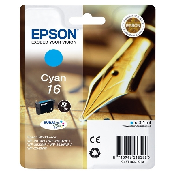 Epson 16 (T1622) cartouche d'encre cyan (d'origine) 026522 - 1