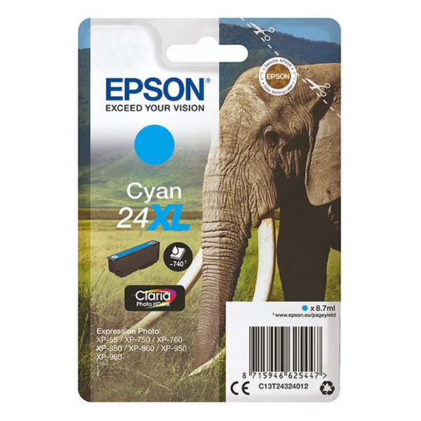 Epson 24XL (T2432) cartouche d'encre haute capacité (d'origine) - cyan 026592 - 1