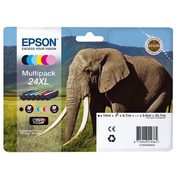 Epson 24XL (T2438) multipack 6 couleurs haute capacité (d'origine) 026602 - 1