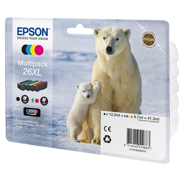 Epson 26XL (T2636) cartouche pack de 4 couleurs à haute capacité (d'origine) 026518 - 1