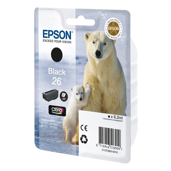 Epson 26 (T2601) cartouche d'encre noire (d'origine) 026496 - 1