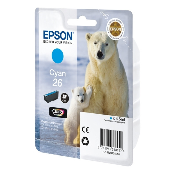 Epson 26 (T2612) cartouche d'encre cyan (d'origine) 902479 - 1