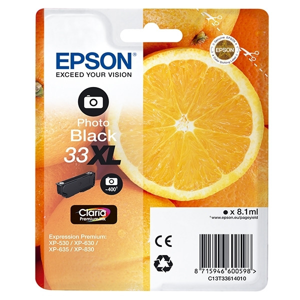 Epson 33XL (T3361) cartouche photo d'encre noire haute capacité (d'origine) 026854 - 1