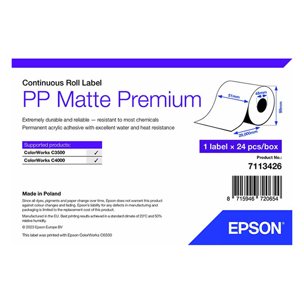 Epson 7113426 PP étiquette mate 51 mm x 29 m (d'origine) 084489 - 1