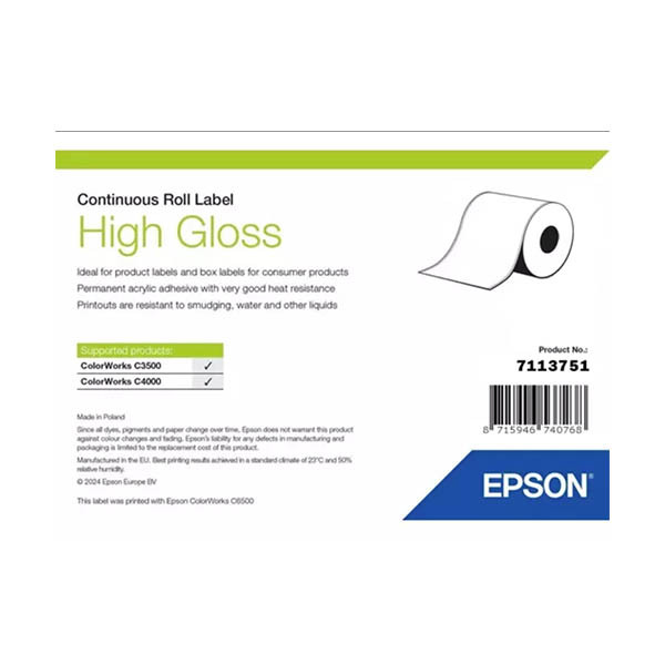 Epson 7113751 étiquette linerless haute brillance 76 mm x 33 m (d'origine) 084260 - 1