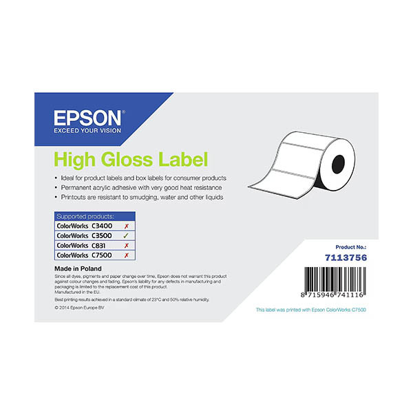 Epson 7113756 étiquettes haute brillance 76 x 51 mm (d'origine) 084270 - 1