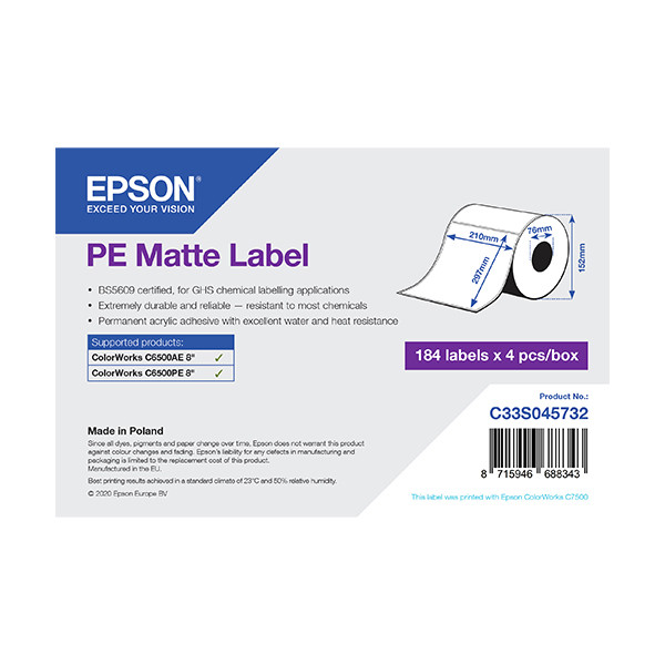 Epson C33S045732 PE rouleau d'étiquettes - mat 210 x 297 mm (d'origine) 083626 - 1