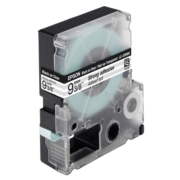 Epson LC-3TBW9 ruban d'étiquettes extra-adhésives 9 mm (d'origine) - noir sur transparent 083018 - 1