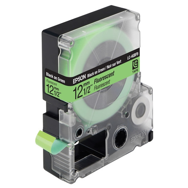 Epson LC-4GBF9 ruban d'étiquettes 12 mm (d'origine) - noir sur vert fluo 083046 - 1