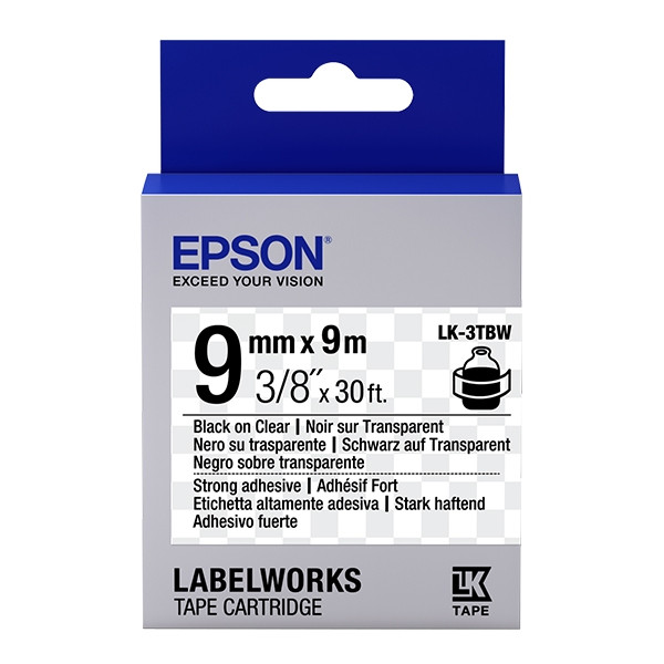Epson LK-3TBW ruban adhésif 9 mm (d'origine) - noir sur transparent 083176 - 1