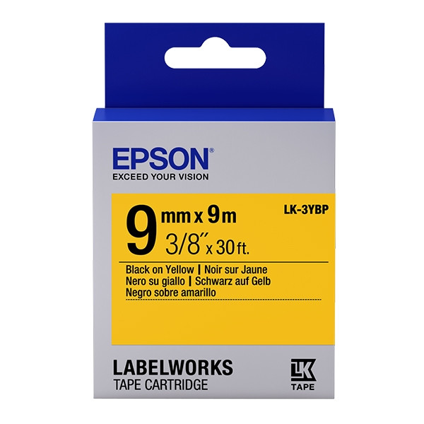 Epson LK-3YBP ruban d'étiquettes 9 mm (d'origine) - noir sur jaune pastel 083166 - 1