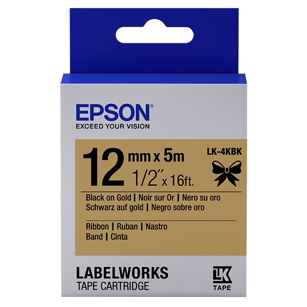 Epson LK-4KBK ruban en satin 12 mm (d'origine) - noir sur or 083218 - 1