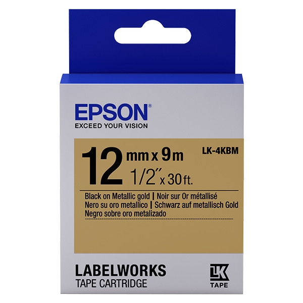 Epson LK-4KBM ruban d'étiquettes 12 mm (d'origine) - noir sur or métallisé 083206 - 1